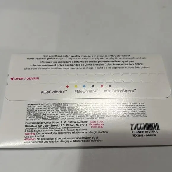 NWT Color Street "French Riviera" Blue Silver Glitter Nail Strips - Picture 3 of 4